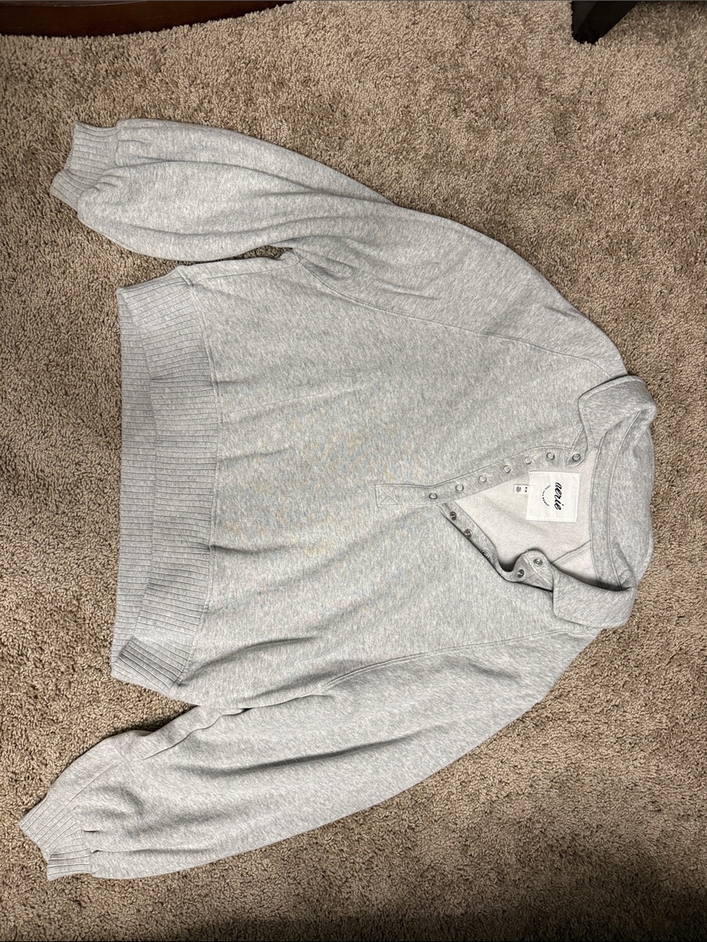 aerie Light Gray Snap-Button Turtleneck Pullover